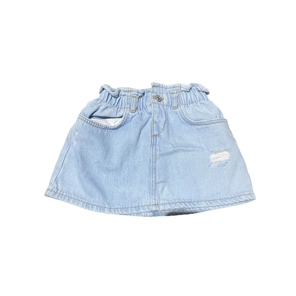 ZARA KIDS Girls Light Denim Paperbag High Waist‎ Skirt Size 2-3 Years